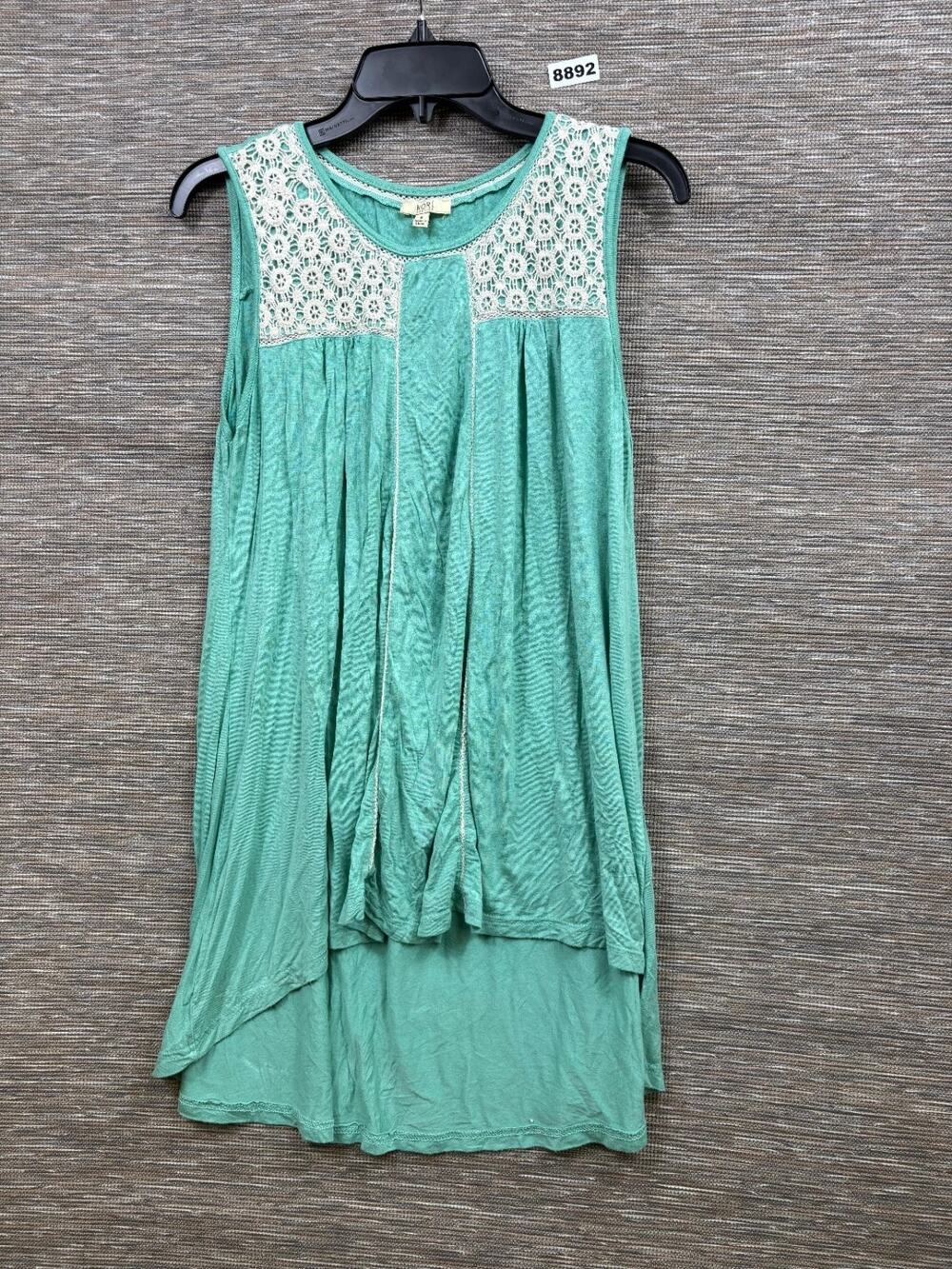 Kori America Aqua Blue Summer Dress with Lace Design Womens Size Small Sleeveles